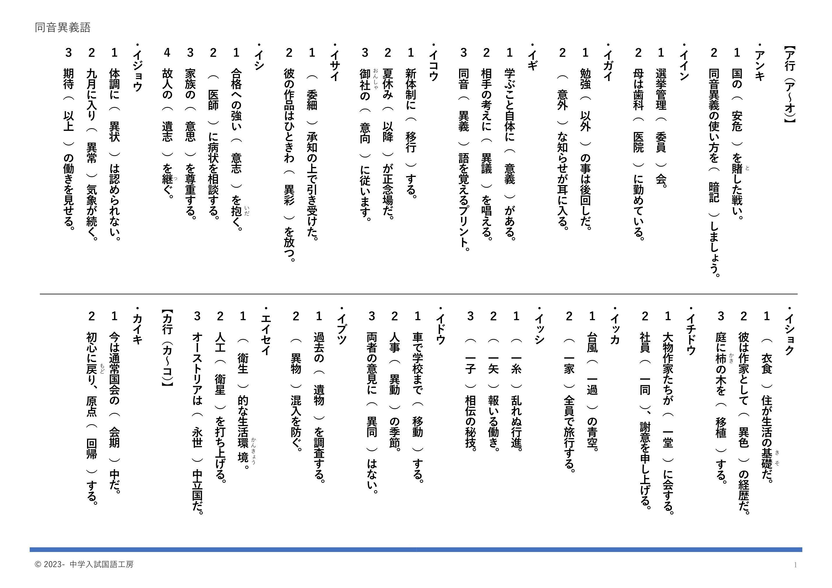 中学受験】中学入試によく出る同音異義語【書き取り】｜首都圏中学受験