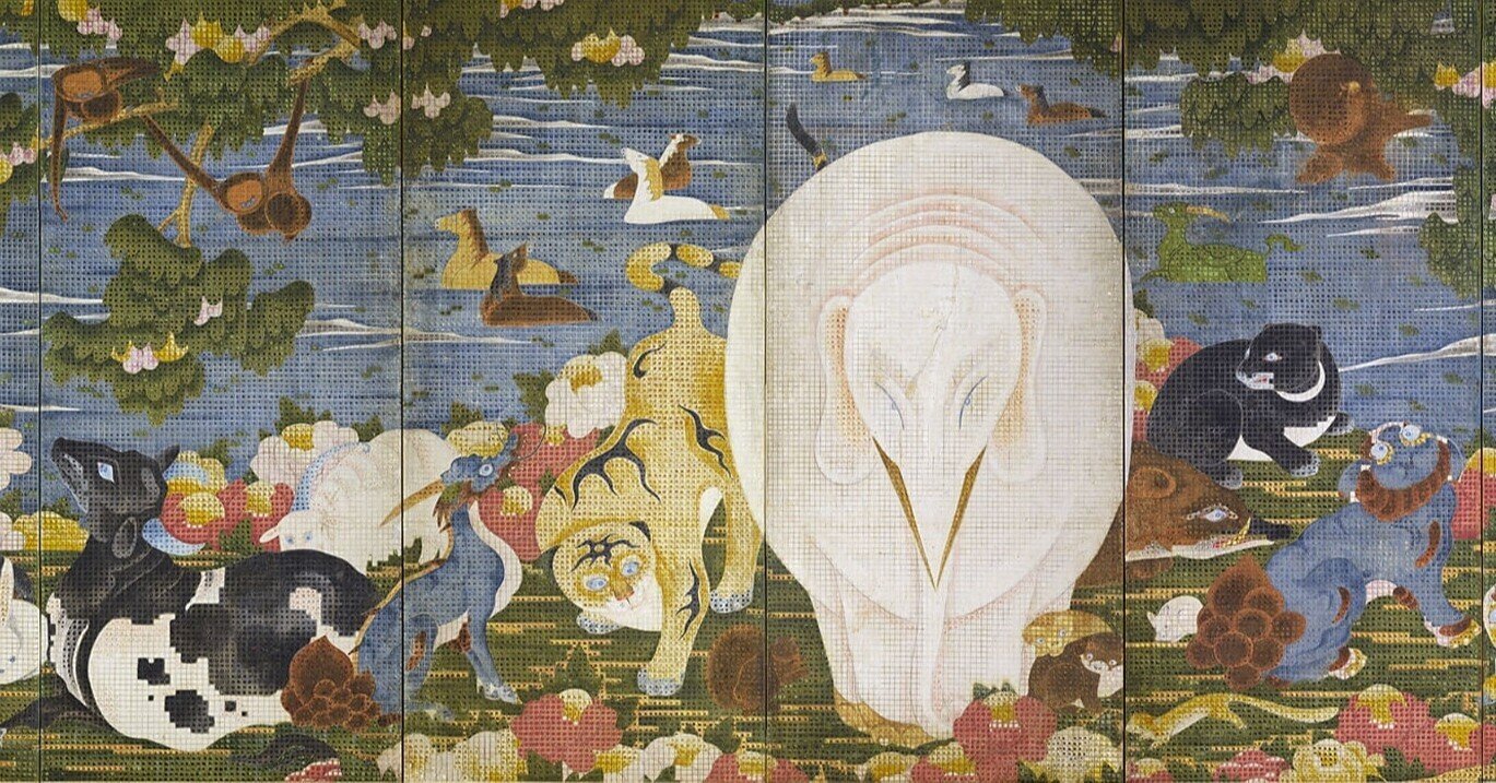 気ままな鑑賞エクササイズ＃20 伊藤若冲「樹下鳥獣屏風図（右隻