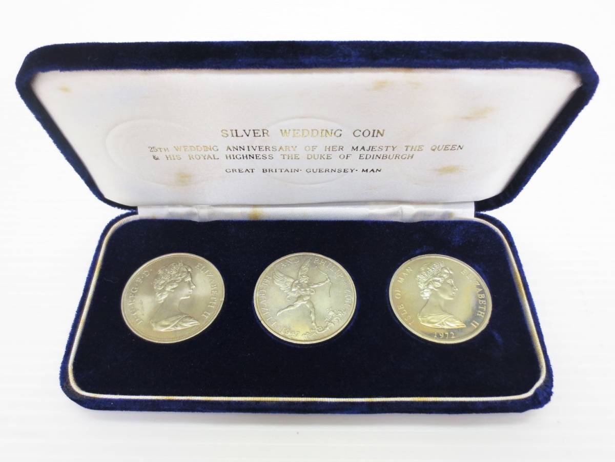 2-260】 英国 エリザベス女王 フィリップ殿下 御成婚25周年 記念コイン