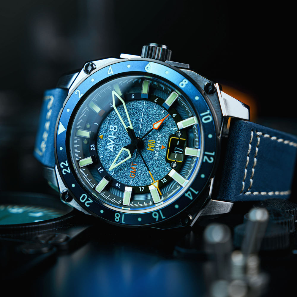 Retro Blue | Hawker Hunter Atlas GMT Automatic – AVI-8 Timepieces