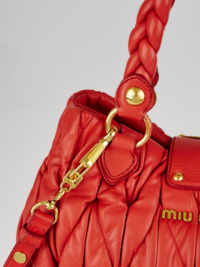 Miu Miu Rosa Matelasse Lux Leather Bauletto Aperto Bag RN0473