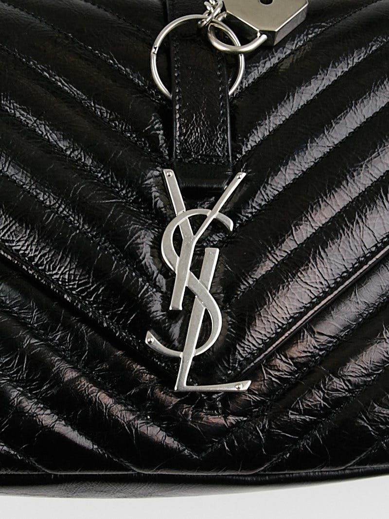 Yves Saint Laurent Black Matelasse Leather Medium Punk Chain Bag