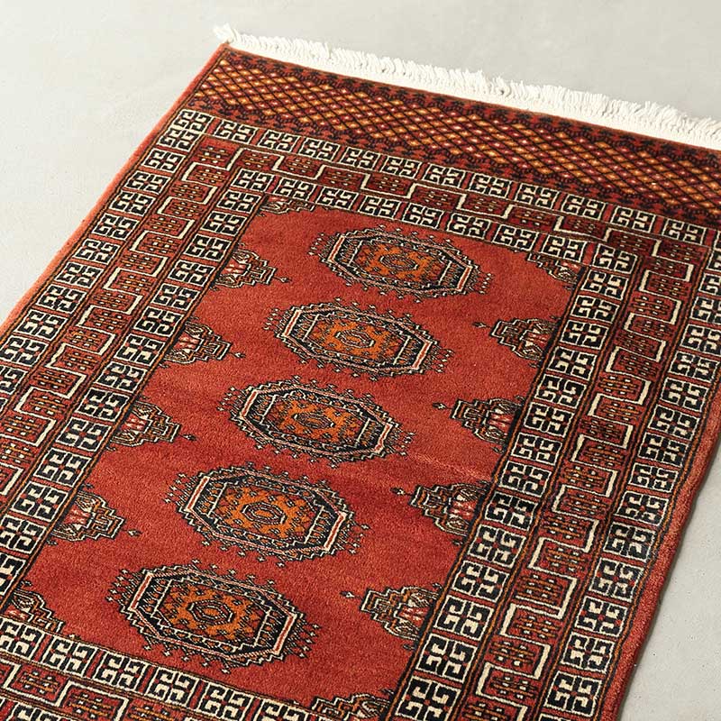 ヴィンテージラグ トライバルラグ パキスタン（95×33cm）赤 茶