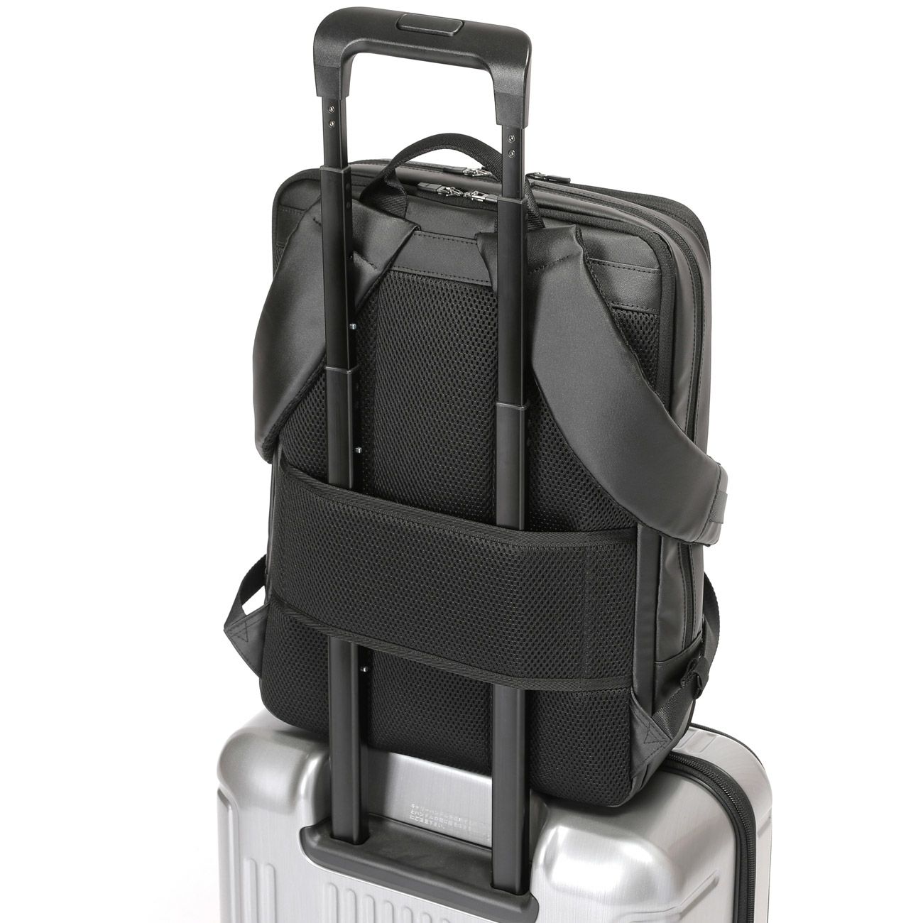 No.60647：2層リュック42cm EX6cm サフィアーノブラック【生産終了致し