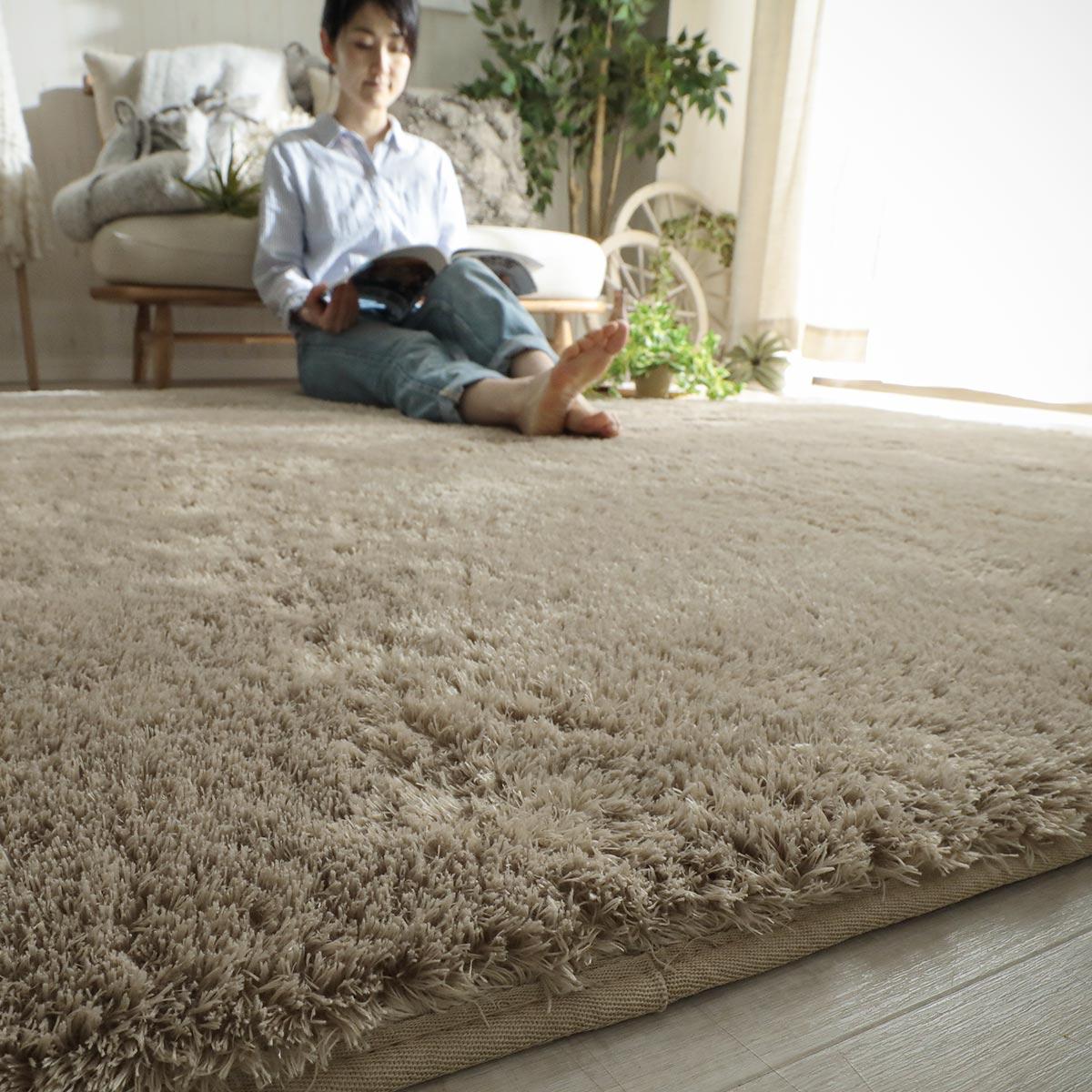 アウトレット】手洗いOK！スベリ止め付きマイクロファイバーラグ