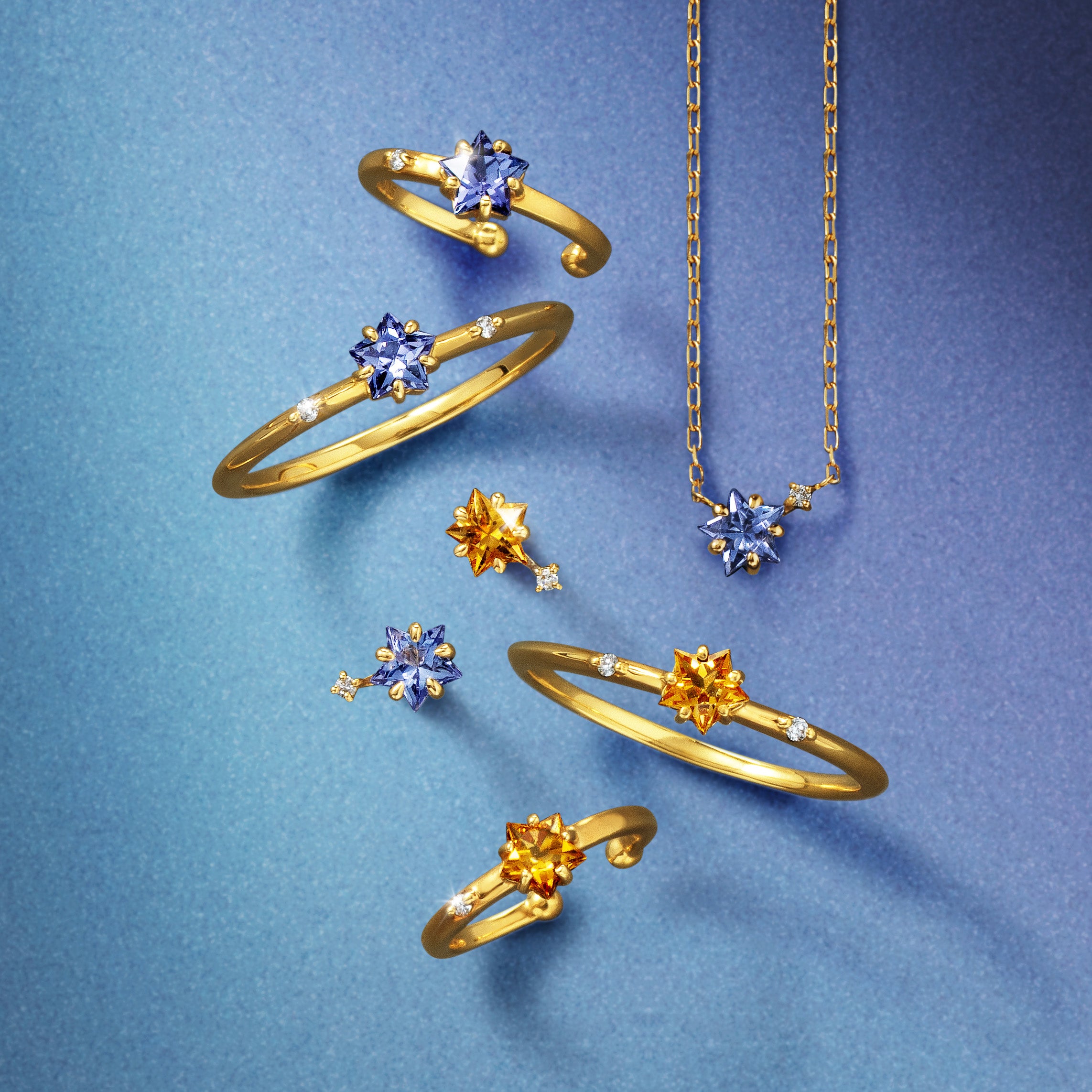 シトリン K18/K10 ピアス(片耳)・アルガ