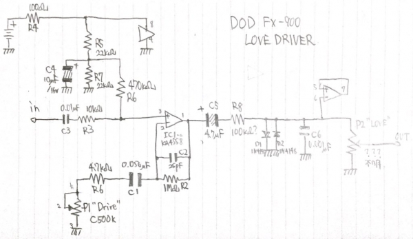14 DOD FX-900 LOVE DRIVER 回路図採取 | tsunoworks