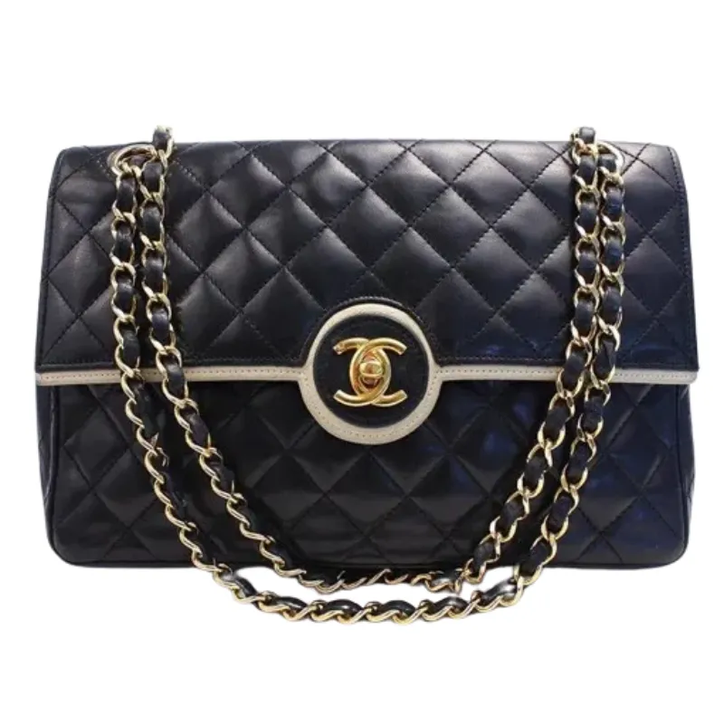 チェーンショルダーバッグ マトラッセ ラムスキン バイカラー