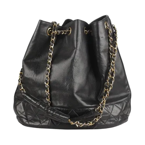 巾着 チェーンショルダーバッグ カーフ ブラック ｜ブランド買取なら