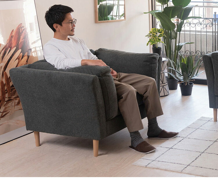 ソファ 1P 1人掛け 脚付き クッション シンプル ライトグレー