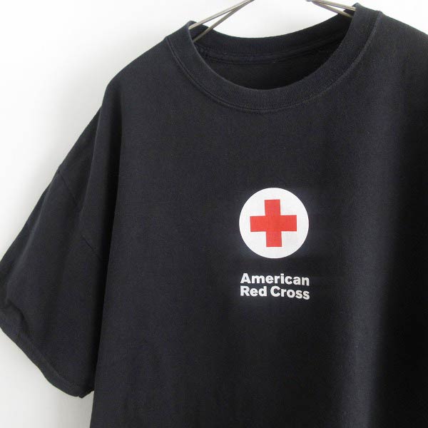 アメリカン レッドクロス 半袖Tシャツ 黒 XL程度 ブラック アメリカ