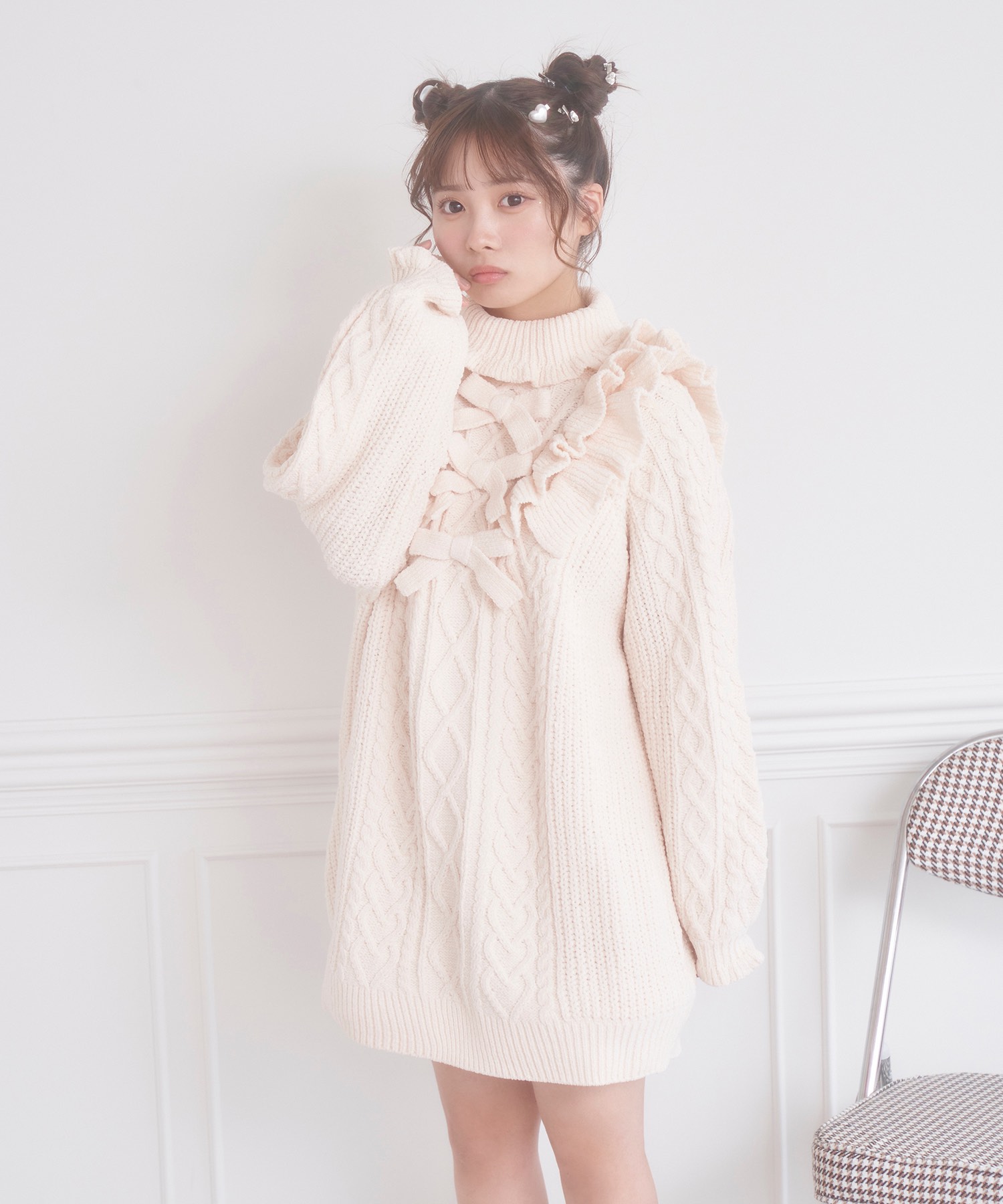 センターリボンモールニットワンピース – BUNNY APARTMENT