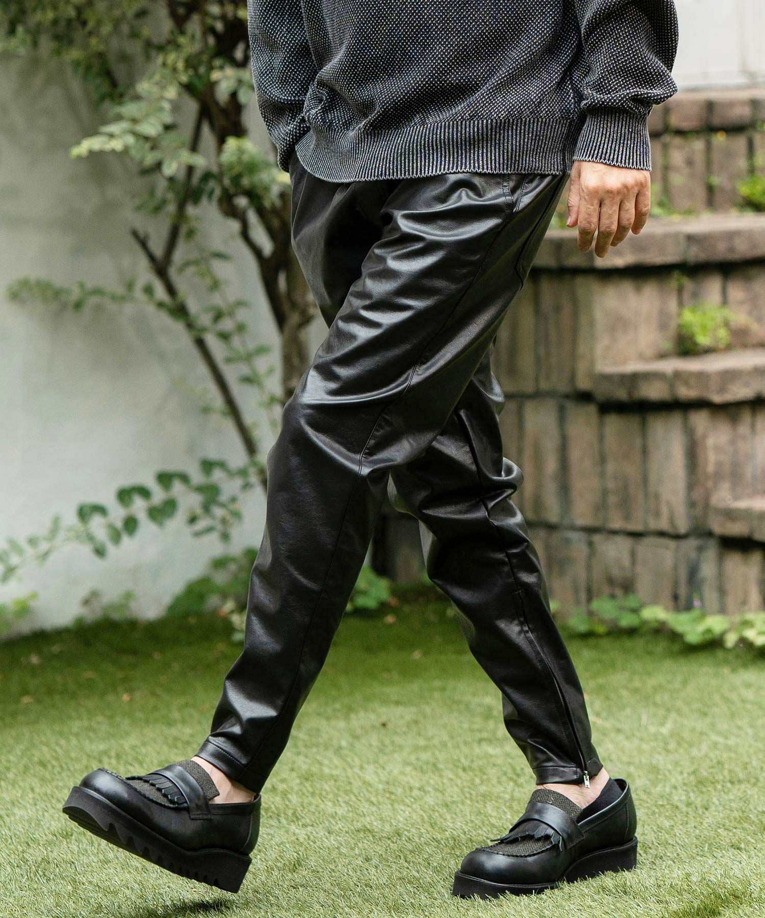 30%OFF【CAMBIO(カンビオ)】Vintage Like Synthetic Leather Side Zip