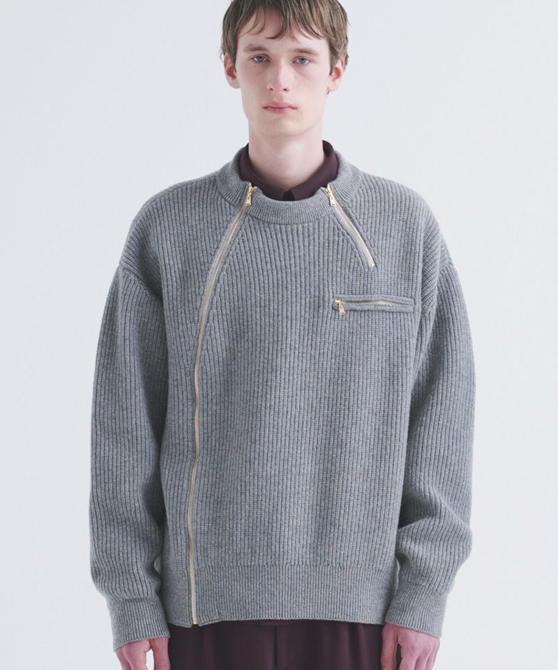 30%OFF【CULLNI(クルニ)】Double Zip Up Crew Neck Knit ニット(25-AW