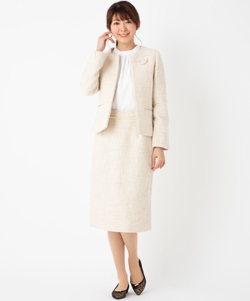 B:MING by BEAMS 【プレミアムスーツ3点SET】ツイードノーカラー