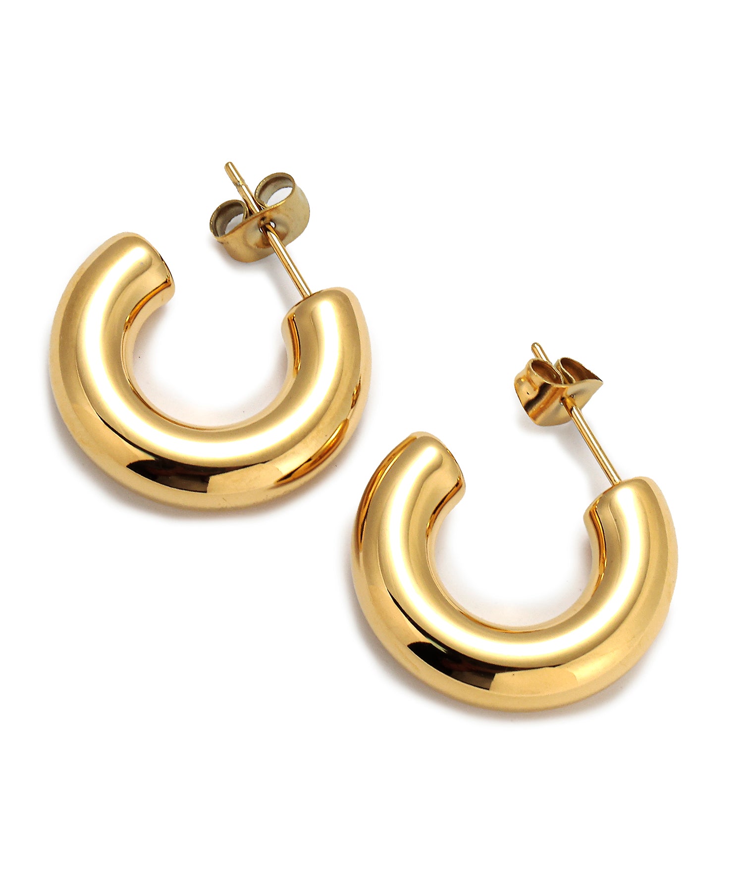 ゴールド]ボリュームシィクフープピアス