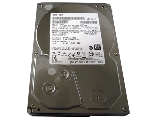 Toshiba DT01ACA300 3TB 64MB Cache 7200RPM SATA 6.0Gb/s 3.5