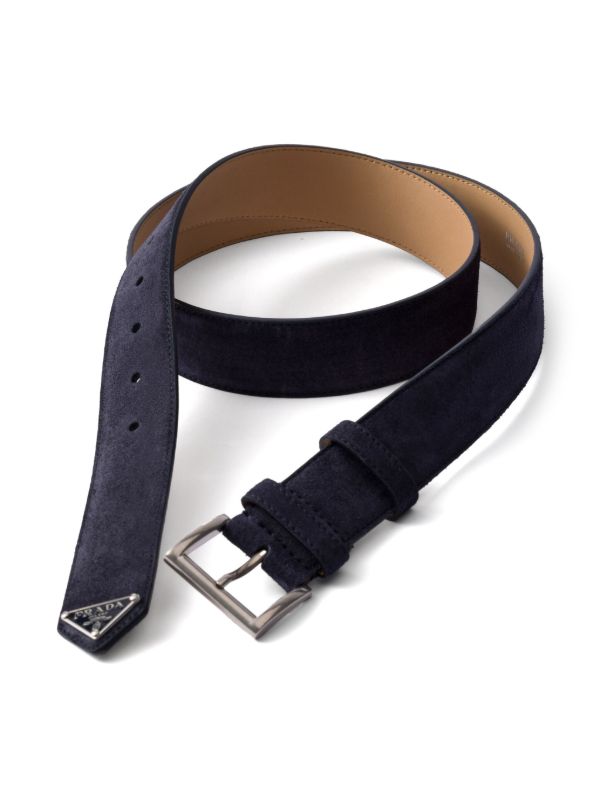 Prada logo-embellished Suede Belt | Blue | FARFETCH