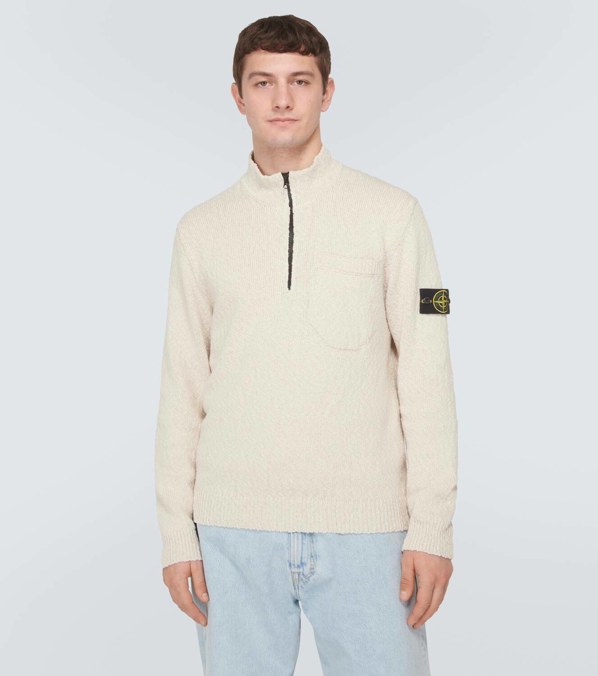 Stone Island Cotton and linen half-zip sweater Stone Island