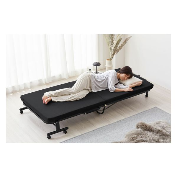 アイリスオーヤマ 折りたたみベッド OTB-KRR ブラック 1台（直送品