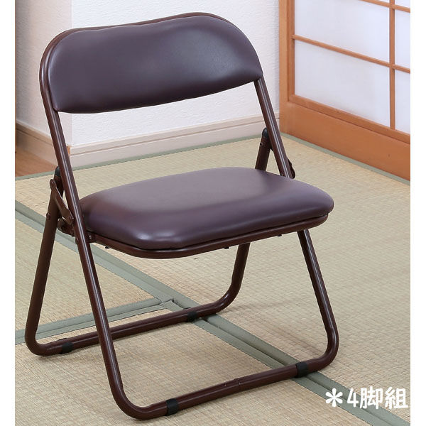 谷村実業 折畳める座敷チェア ブラウン 4脚組 TAN-210(BR)-4 1個（直送