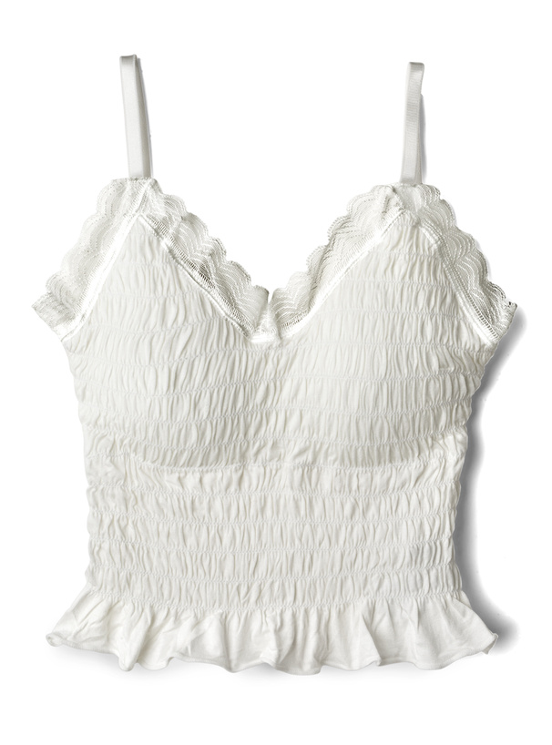 シャーリングレースフリルキャミソール[at1587] | レディース