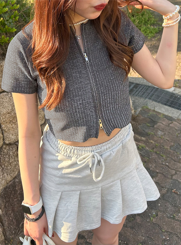ラメニットダブルジップトップス[gn272] | レディースファッション通販