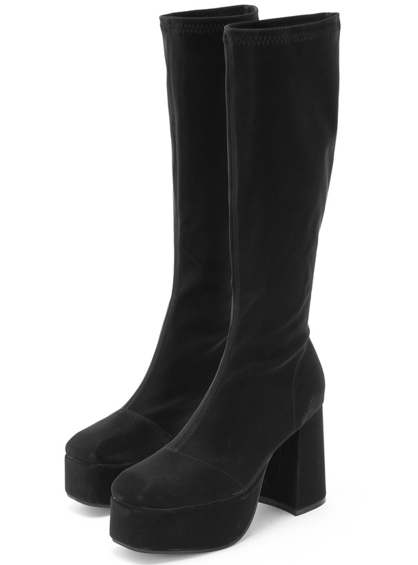 ウルトラストレッチチャンキーヒールロングブーツ[gd1494