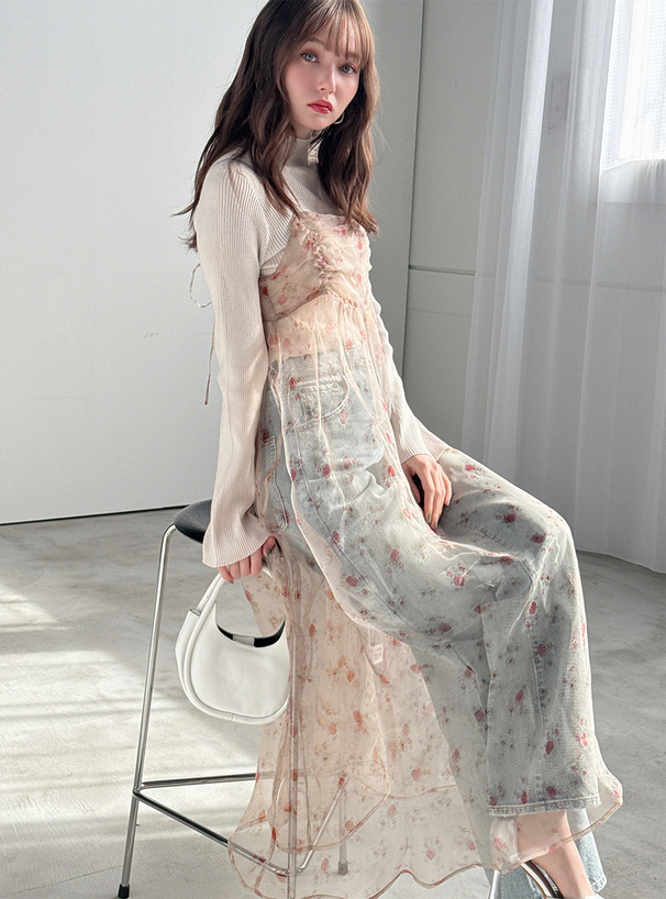 フラワー柄シアーキャミソールワンピース[dk1377] | レディース