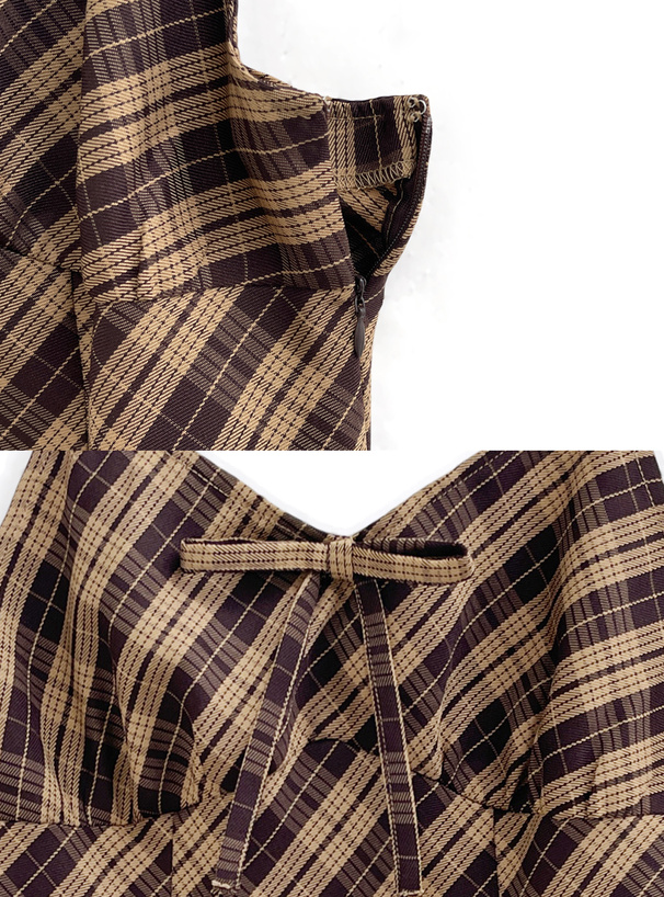 チェック柄リボンキャミミニワンピース[dk1292] | レディース