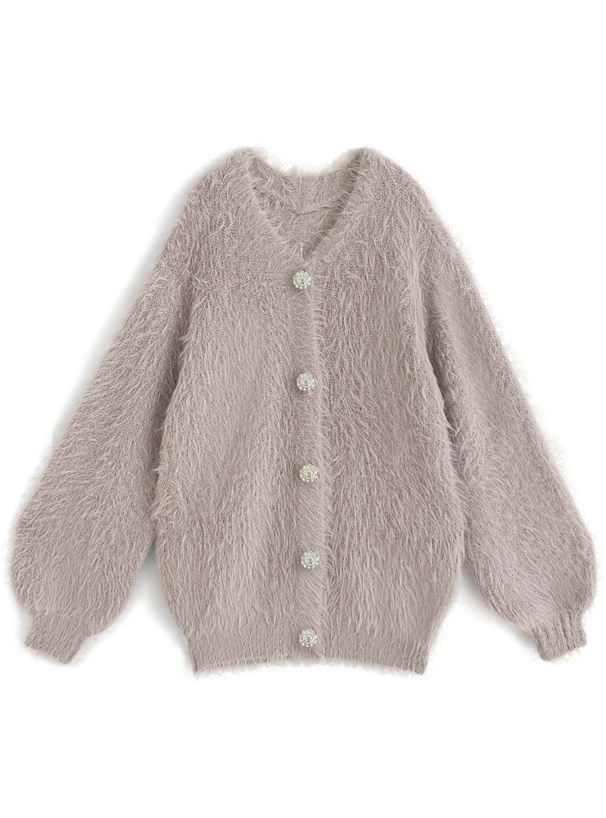 ビジューボタンフェザーニットカーディガン[kz278] | レディース