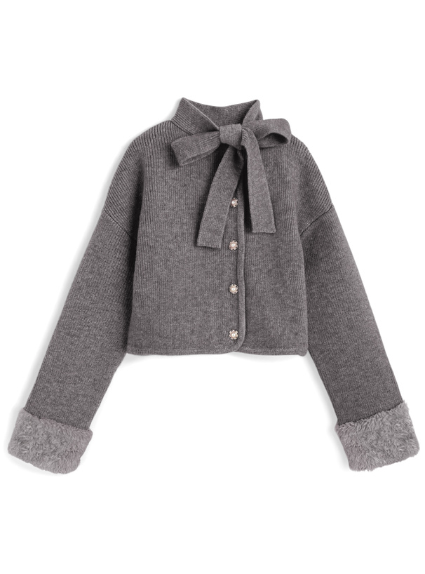 リボンパールボタンファーニットカーディガン[lt150] | レディース