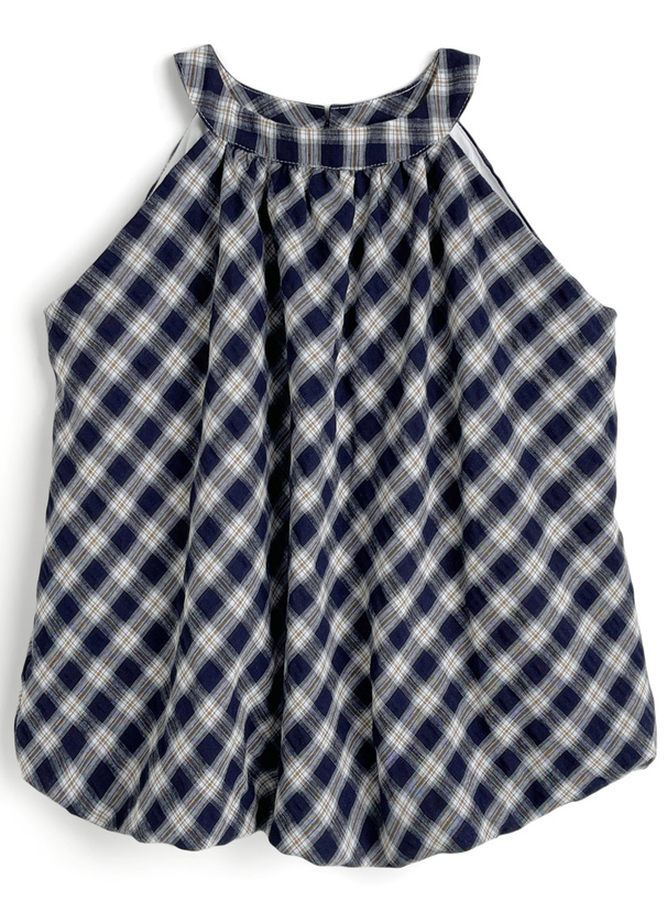 チェック柄ホルターネックバルーントップス[sd127] | レディース