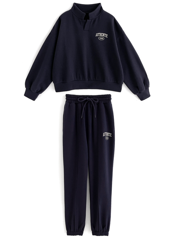 スキッパートップス×ジョガーパンツスウェットセットアップ[pm363