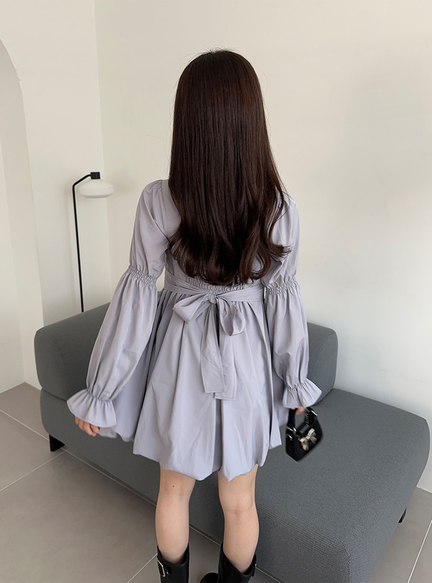ウエストリボンギャザーバルーンミニワンピース[ta158] | レディース