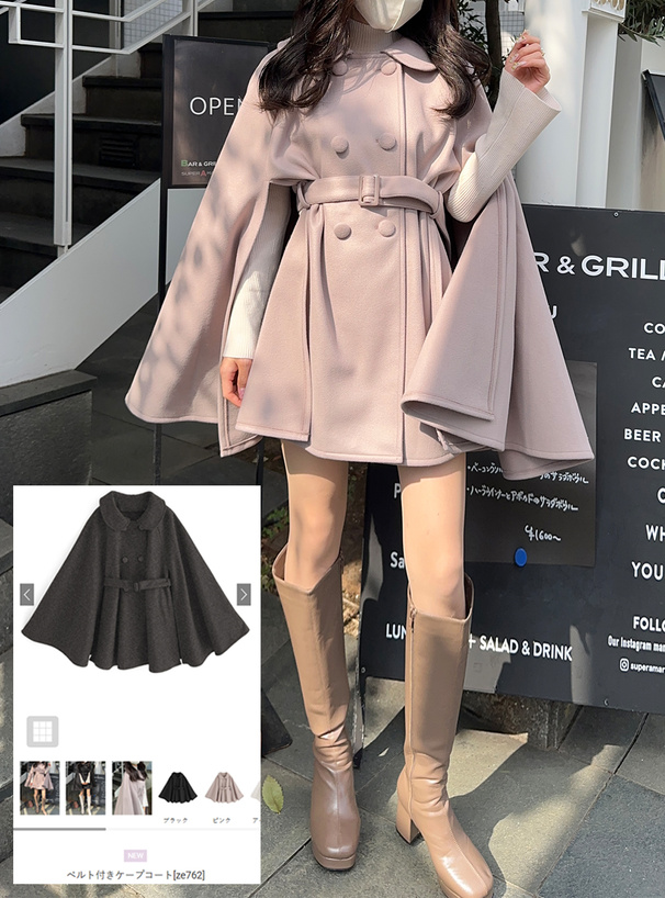 ベルト付きケープコート[ze762] | レディースファッション通販の