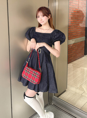 ベルト付きデニムミニワンピース[cu547] | レディースファッション通販