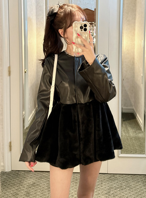 ファーペプラムレザージャケット[ask51] | レディースファッション通販