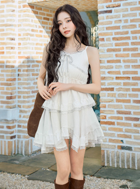フリージアフリルレースキャミソールミニワンピース[gn450