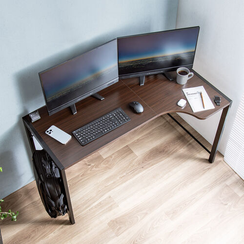 L字デスク（パソコンデスク・PCデスク・クランプ対応・タップ受け