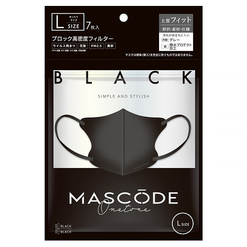 マスコード（MASCODE） 3Dマスク ワントーン Lサイズ ブラック