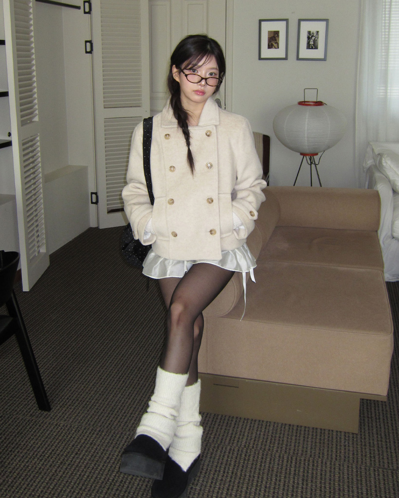 ダブルカラーウールハーフコート | ファッション通販サイト NUGU