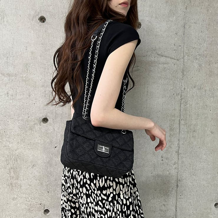 キルティングチェーンデニムショルダーバッグ[品番：MJNW0003319]｜me