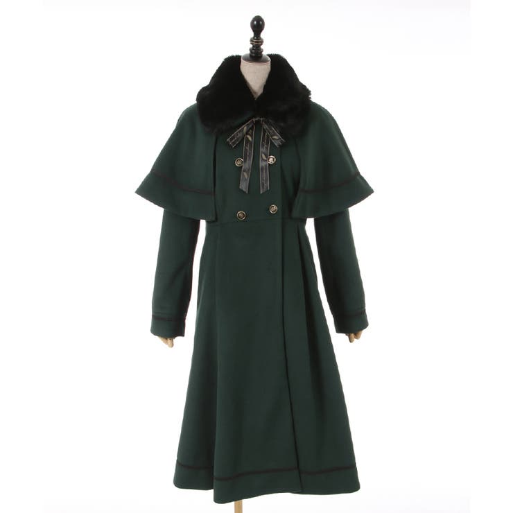 ファー襟付ケープロングコート[品番：IGAW0004046]｜axes femme