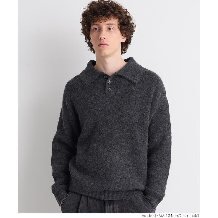 モヘア風ポロネックニットトップス メンズ[品番：PA000016524]｜coca