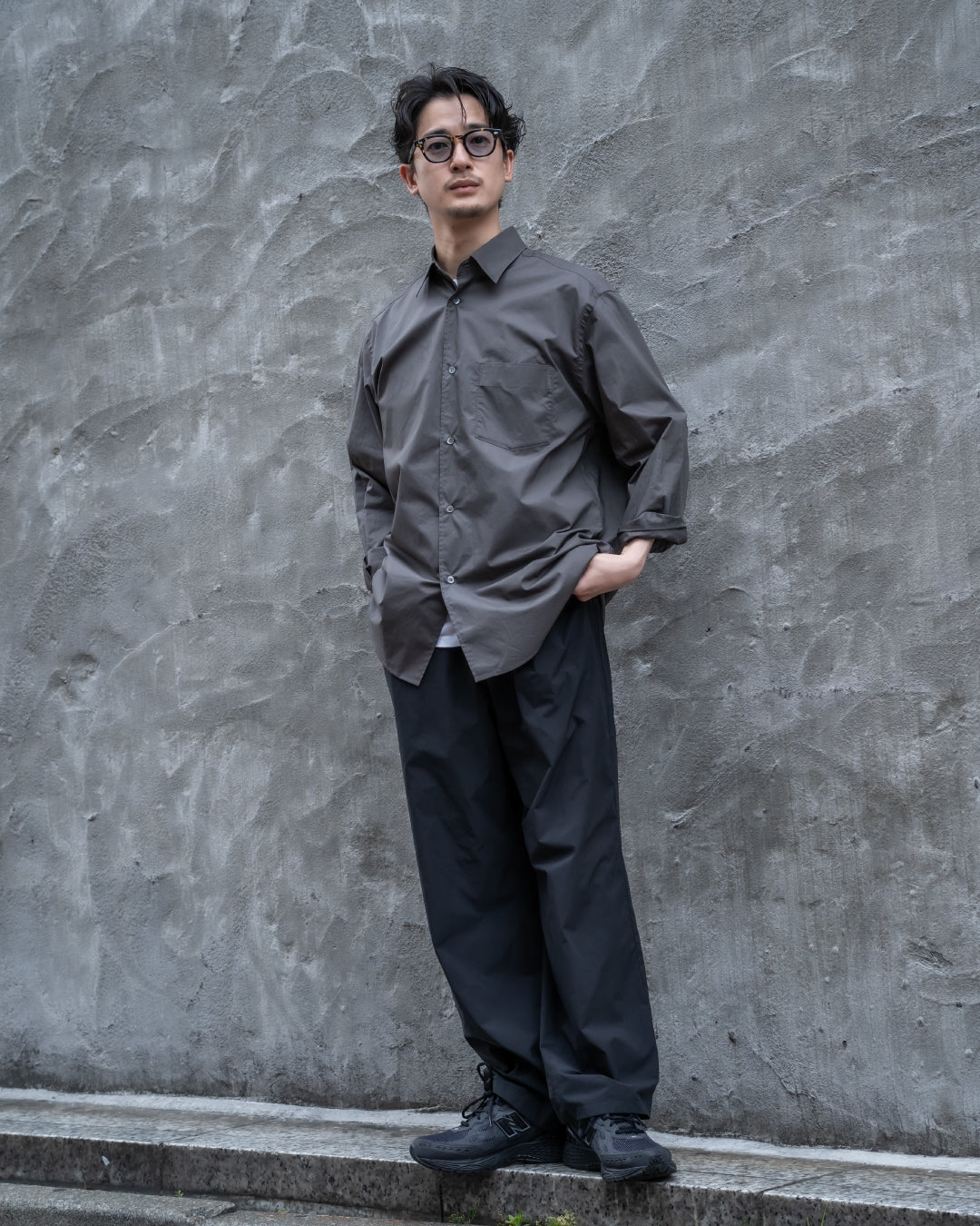 Relaxed Fit L/S Shirt -charcoal gray-