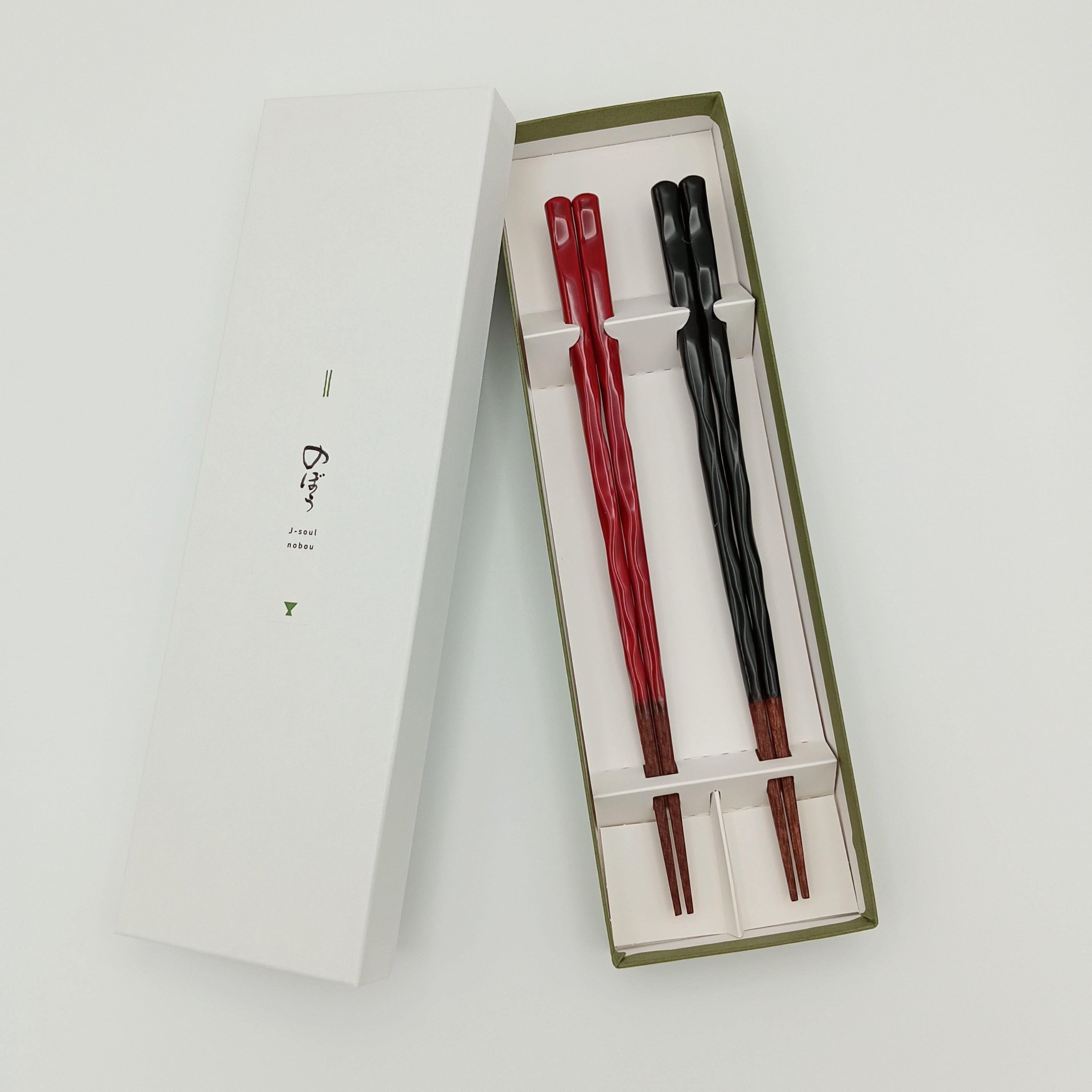 ペア・夫婦箸ギフト用 ねじり赤黒セット