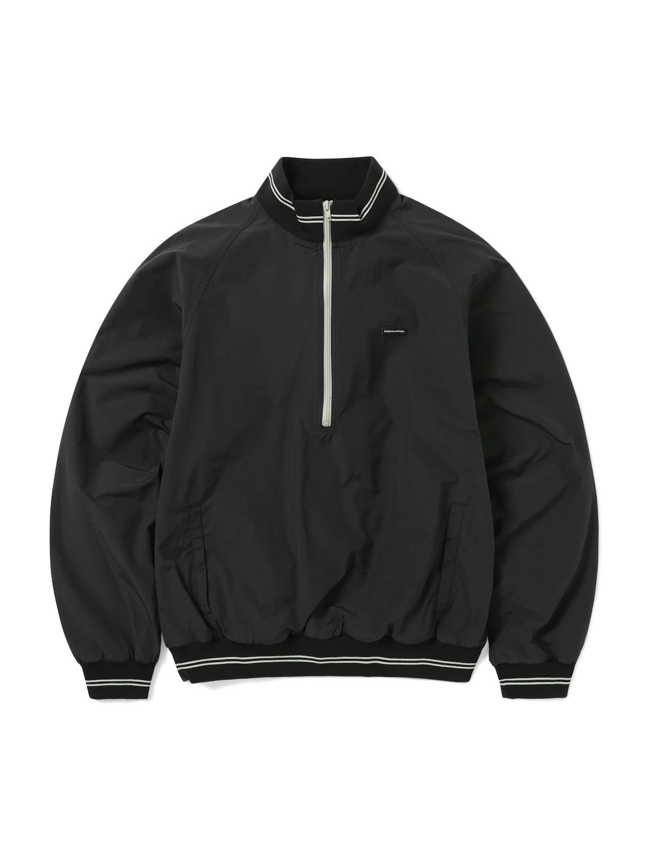Nylon-Half-Zip-Pullover-Black1