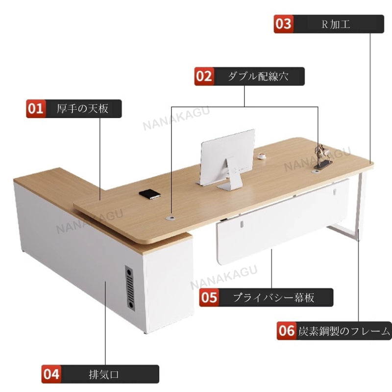 エグゼクティブデスク,ワークデスク,オフィスデスク,アジャスター,配線