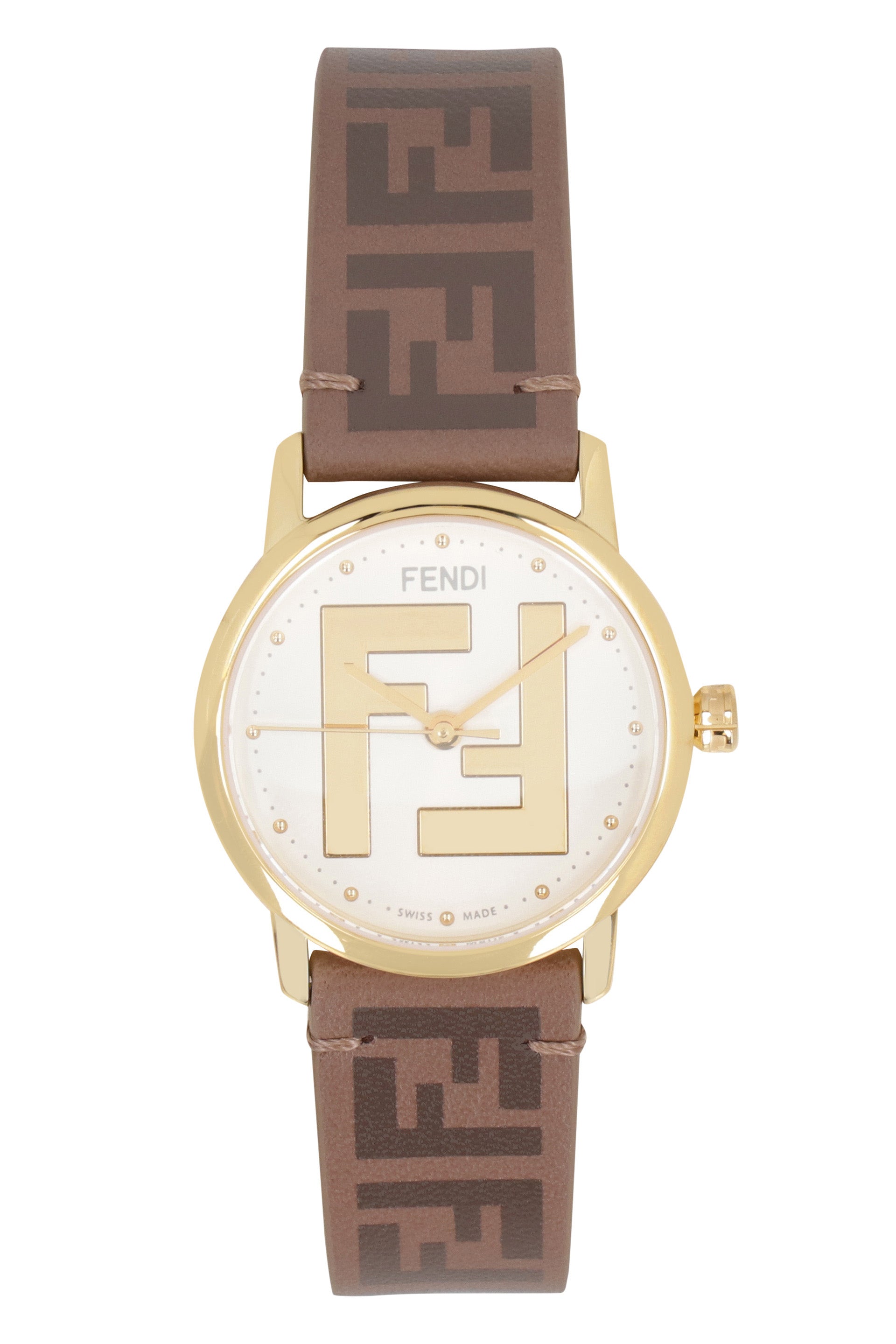 Fendi - F is Fendi watch with leather strap Beige - The Corner